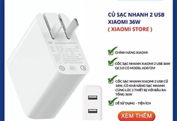 picture of củ sạc nhanh 2 usb xiaomi 36w - củ gấp gọn thiết kế nhiều cổng tiện lợi