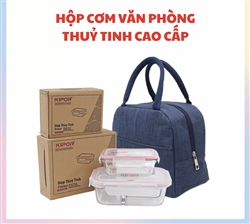picture of bộ 2 hộp cơm thuỷ tin văn phòng kipor-kp-hc04-kèm túi giữ nhiệt chính hãng