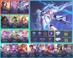 picture of liên quân mobile (tướng: 44 | trang phục: 55 | rank: kim cương)